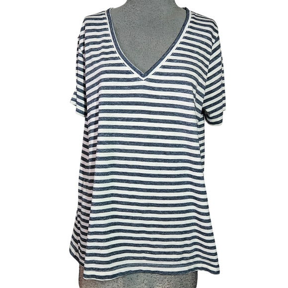 Lucky Brand Tops - Lucky Brand V Neck Stripped Tee Size Large